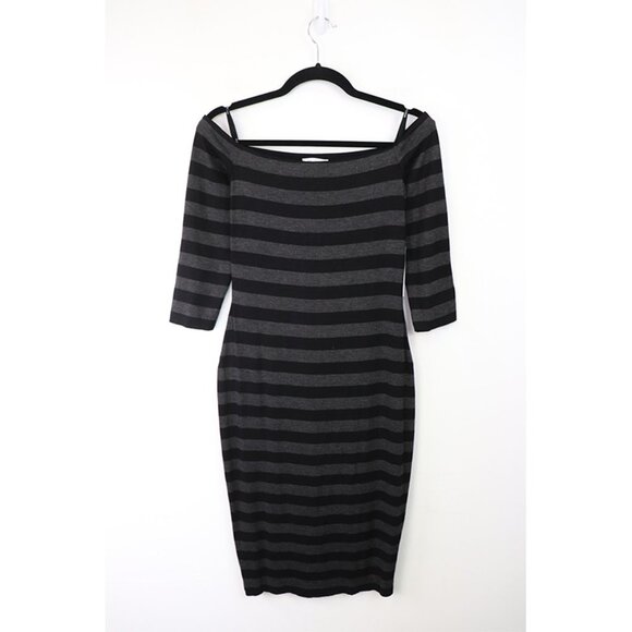 NWT Bailey 44 for Stitch Fix Galley Down Dress Stretch Knit Stripe Charcoal‎ M - Picture 2 of 6